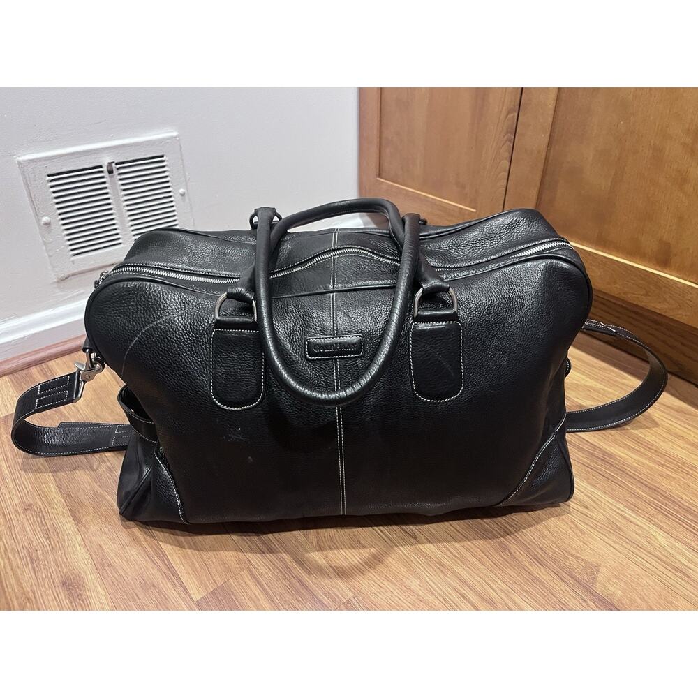 Cole Haan Large Pebble Leather Duffle Bag 21” Black Shoulder Strap (rm)